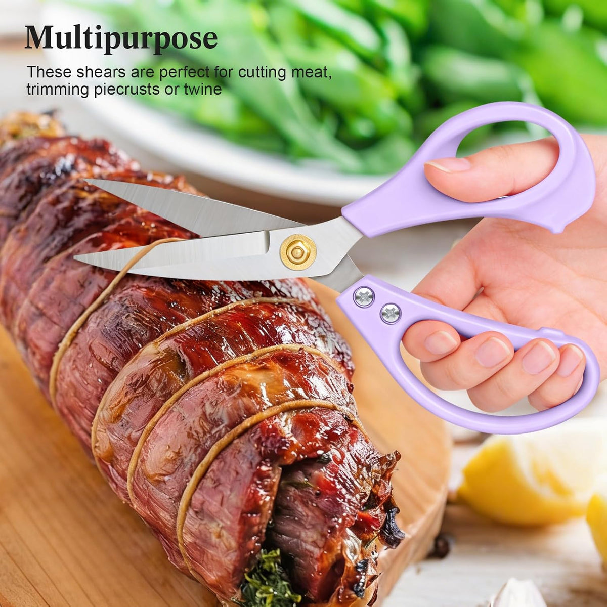 All Purpose Kitchen Scissors, Kitchen Shears Heavy Duty - Dishwasher Safe Food Scissors- Multipurpose Cooking Shears for Meat Poultry Food, Herbs, and Fish, Comfort Grip Handles, Pink