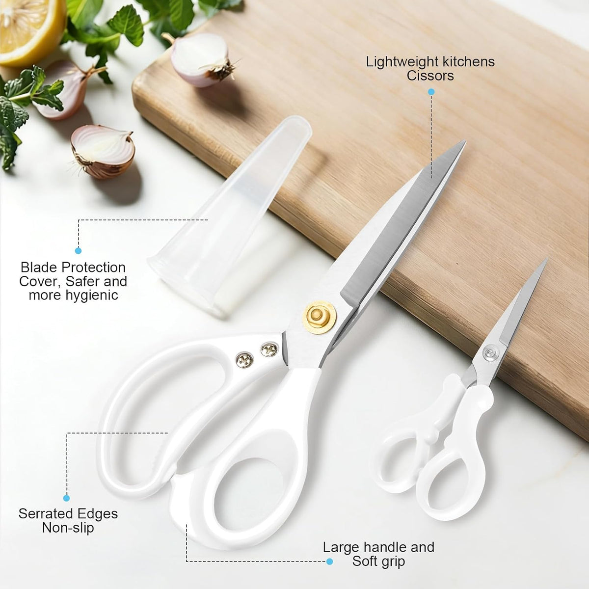 All Purpose Kitchen Scissors, Kitchen Shears Heavy Duty - Dishwasher Safe Food Scissors- Multipurpose Cooking Shears for Meat Poultry Food, Herbs, and Fish, Comfort Grip Handles, Pink