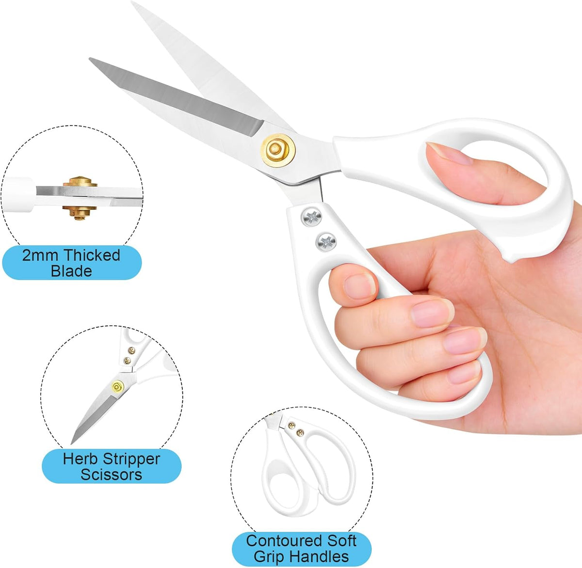 All Purpose Kitchen Scissors, Kitchen Shears Heavy Duty - Dishwasher Safe Food Scissors- Multipurpose Cooking Shears for Meat Poultry Food, Herbs, and Fish, Comfort Grip Handles, Pink