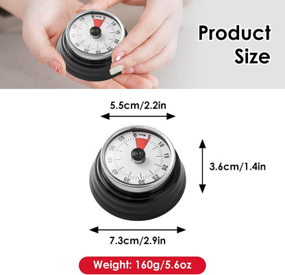 Visual Timer, 60-Minute Countdown Timer with Magnetic Base (Black)