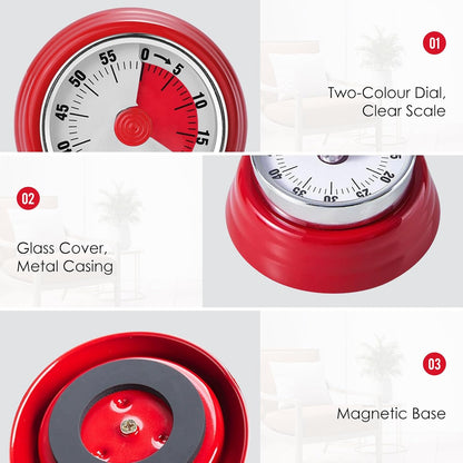 Visual Timer, 60-Minute Countdown Timer with Magnetic Base (Black)