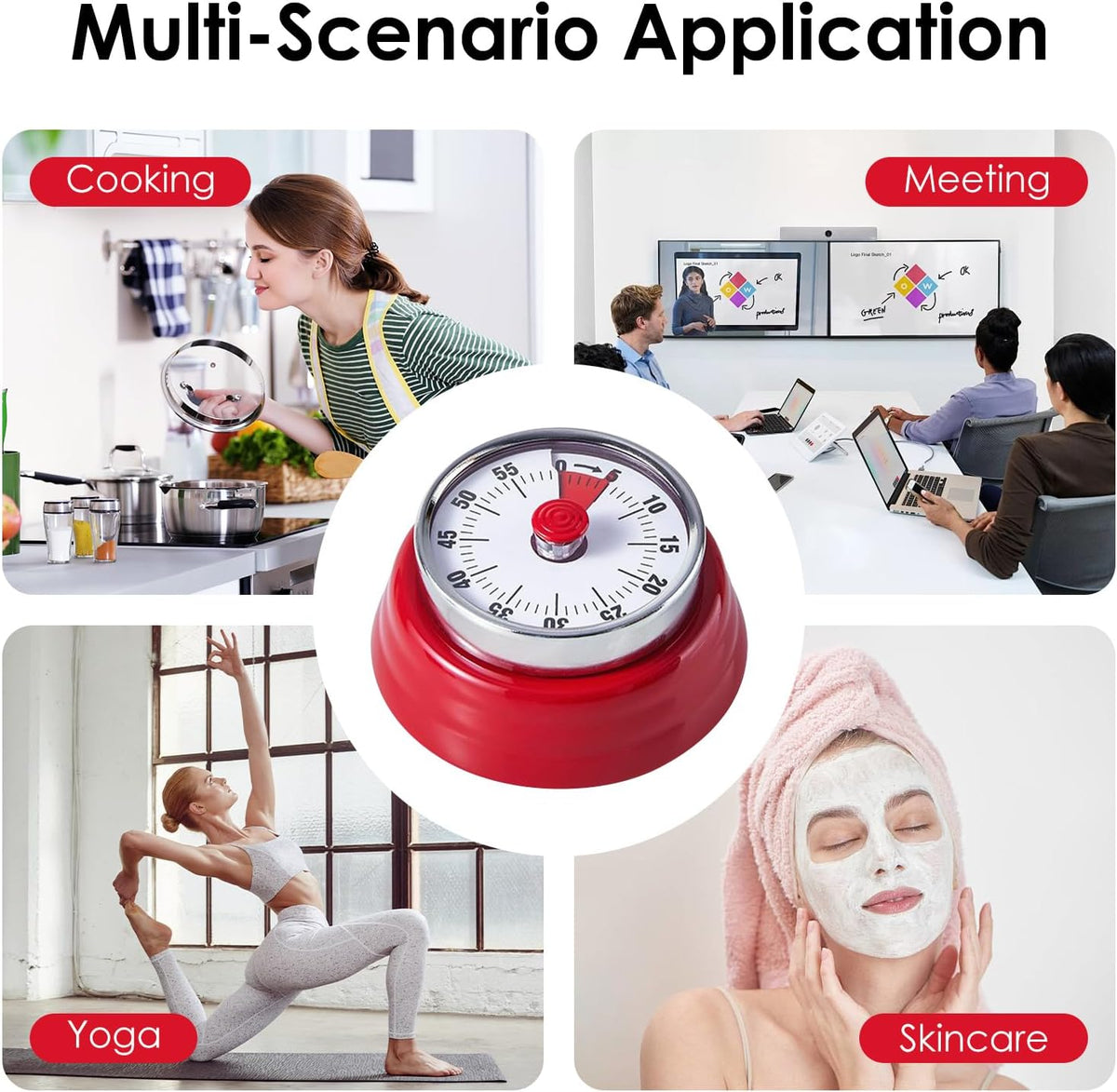 Visual Timer, 60-Minute Countdown Timer with Magnetic Base (Black)