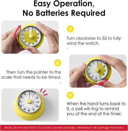 Visual Timer, 60-Minute Countdown Timer with Magnetic Base (Black)