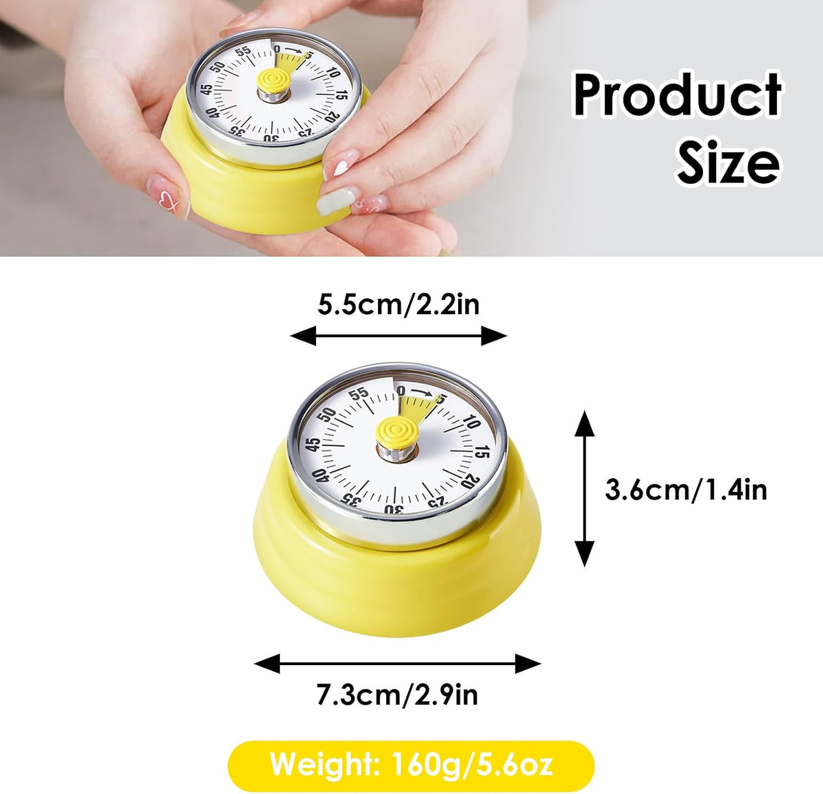 Visual Timer, 60-Minute Countdown Timer with Magnetic Base (Black)