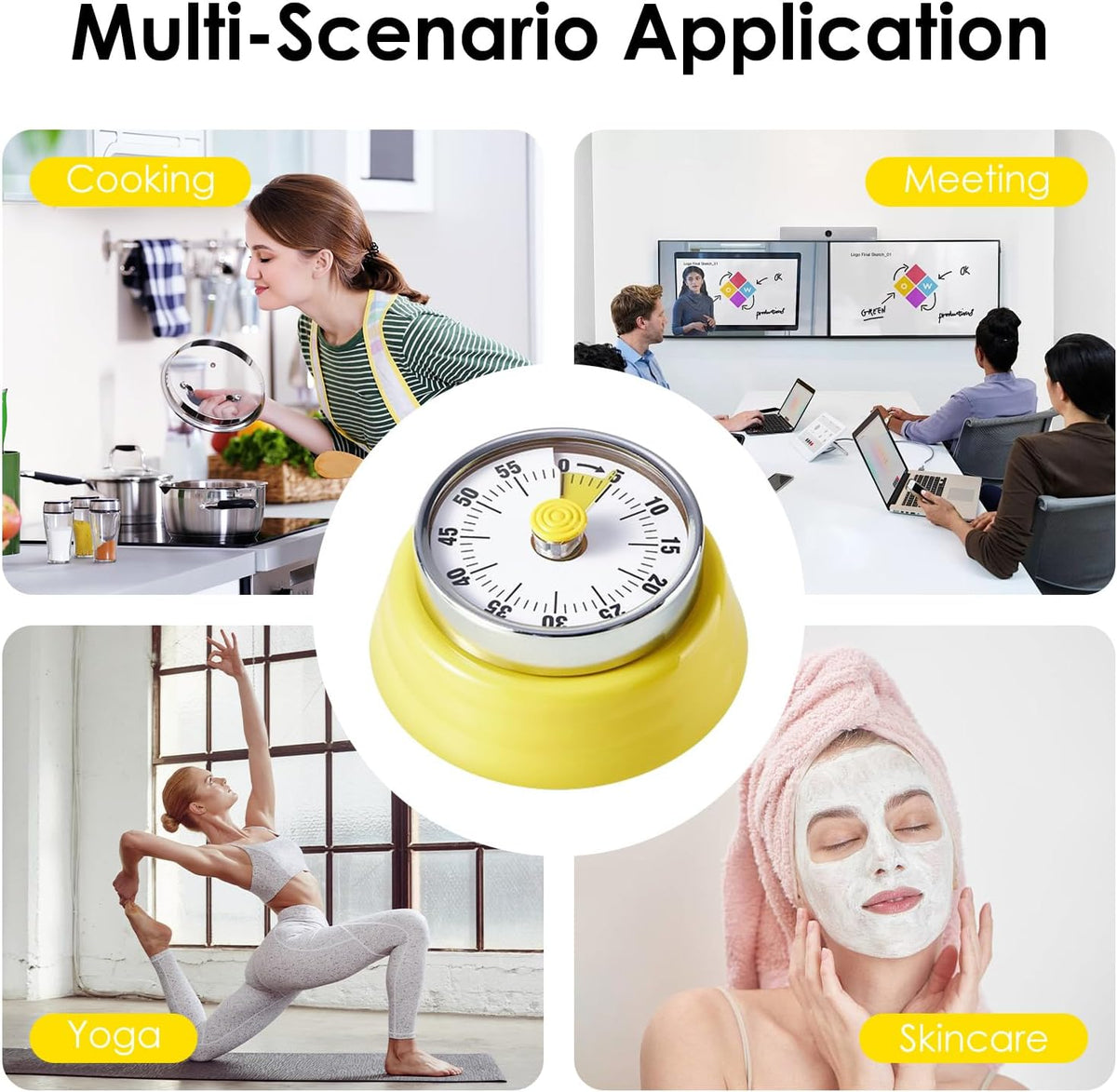 Visual Timer, 60-Minute Countdown Timer with Magnetic Base (Black)
