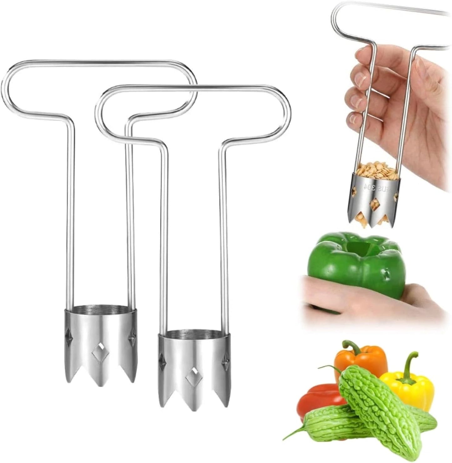 Red Bell Pepper Seed Corer, 2026 New Stainless Steel Fruite Corer, Designed for a Wide Range of Fruits and Vegetables, Kitchen Gadget for Removing Fruit & Vegetable Cores (1pcs)