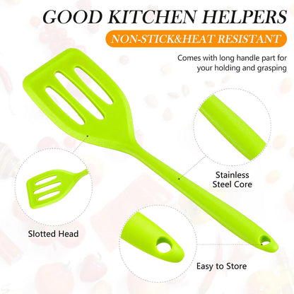 5 Pack Small Silicone Slotted Spatula Turner for Cooking Baking
