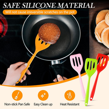 5 Pack Small Silicone Slotted Spatula Turner for Cooking Baking