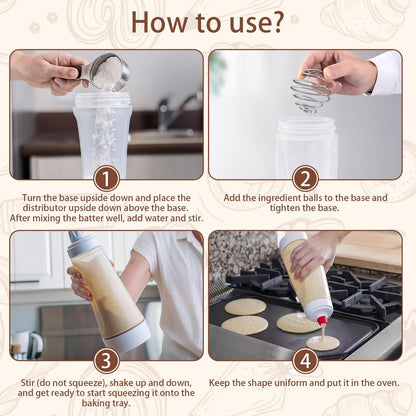 2 Packs of Pancake Batter Dispenser,1000ml Squeeze Pancake Dispenser