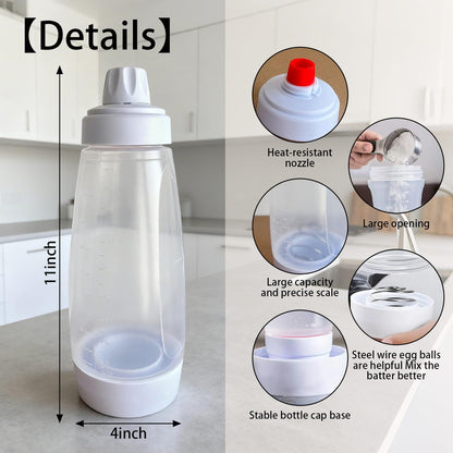 2 Packs of Pancake Batter Dispenser,1000ml Squeeze Pancake Dispenser