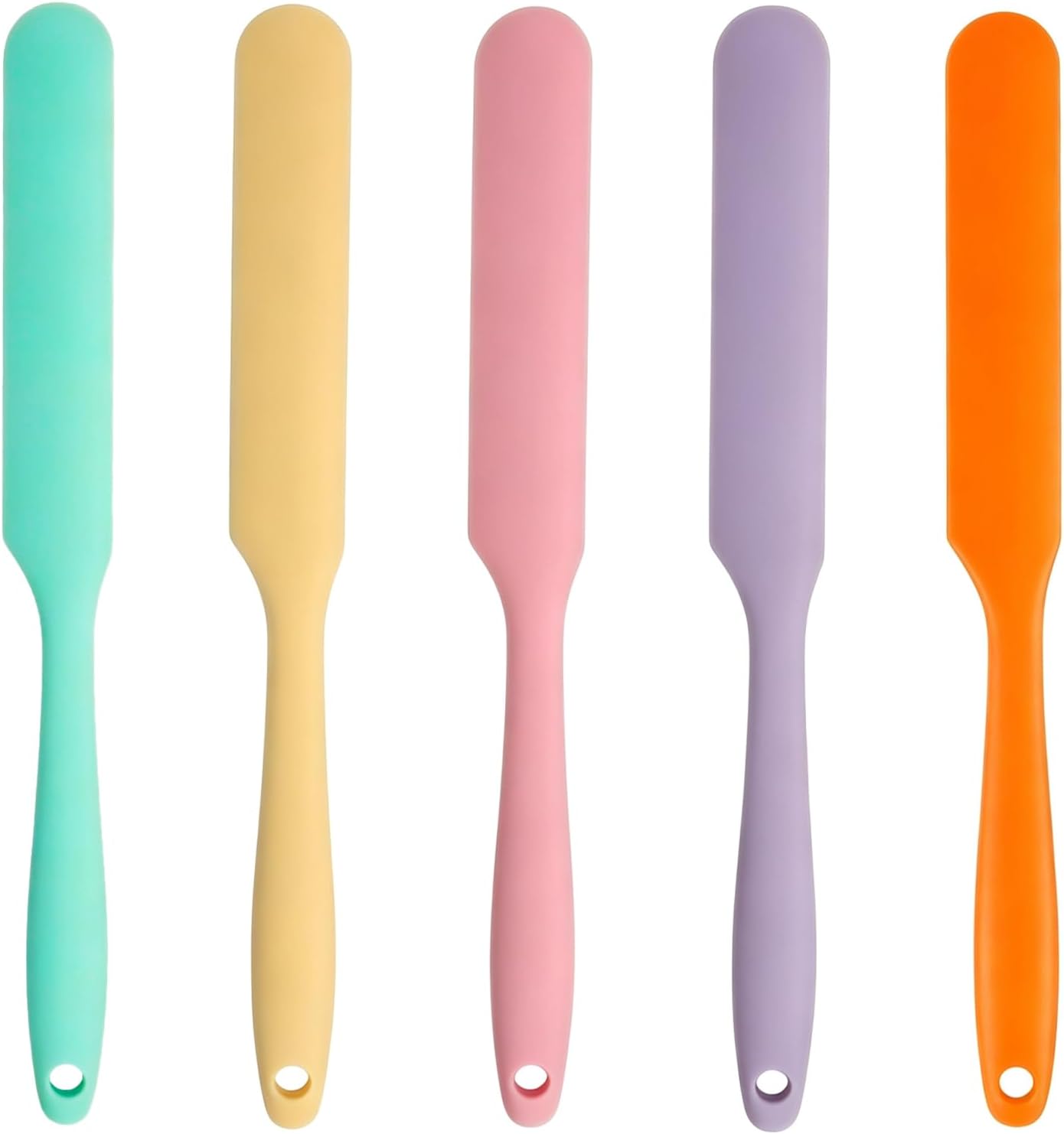 3Pcs Silicone Jar Spatula Long Handle Kitchen Spatulas for Mixing, Scraping, and Spreading,Ideal for Jars, Baking, Cake Icing, Cream, Butter, and Batter Kitchen Tool (Purple, Pink, Green)