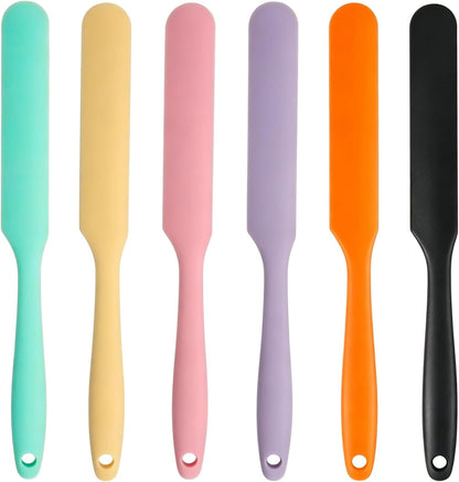 3Pcs Silicone Jar Spatula Long Handle Kitchen Spatulas for Mixing, Scraping, and Spreading,Ideal for Jars, Baking, Cake Icing, Cream, Butter, and Batter Kitchen Tool (Purple, Pink, Green)