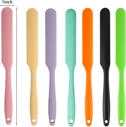 3Pcs Silicone Jar Spatula Long Handle Kitchen Spatulas for Mixing, Scraping, and Spreading,Ideal for Jars, Baking, Cake Icing, Cream, Butter, and Batter Kitchen Tool (Purple, Pink, Green)