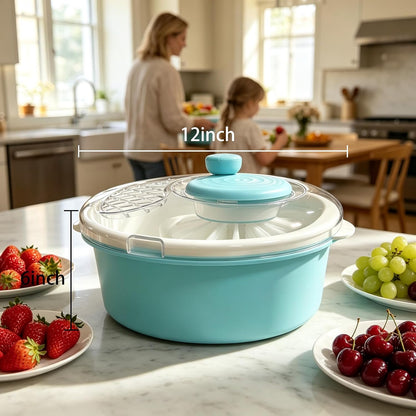 Manual Fruit and Vegetable Washer Cleaner 5L Capacity,with Spinner Brush, 30CM Fruit Washing Bowl with Strainer for Delicate Produce Strawberries, Berry, Grapes,Veggies,Potatoes,Ginger,Mushroom,Etc