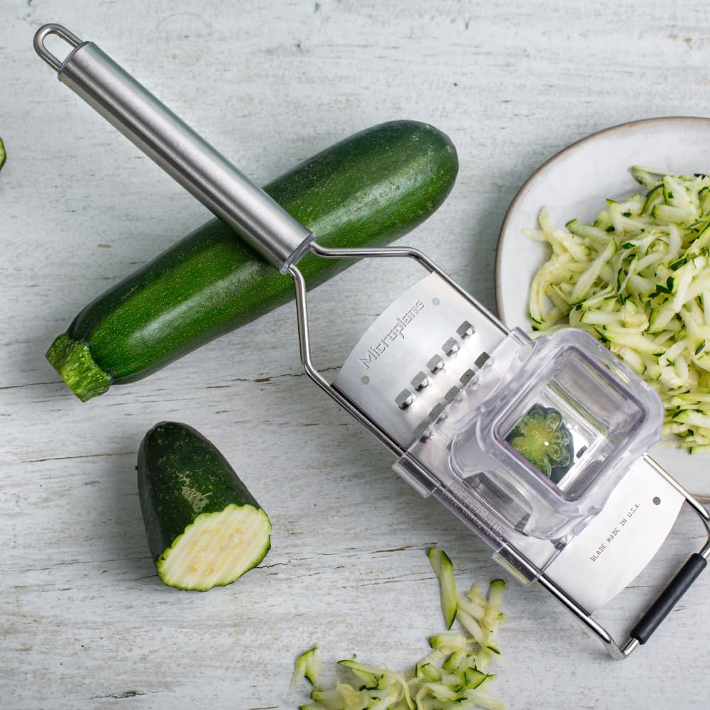 Professional Series Kitchen Grater new Extra Coarse for Potato, Zucchini, Carrot, Apple, Cabbage and Cheese with Stainless Steel Blades - Made in USA