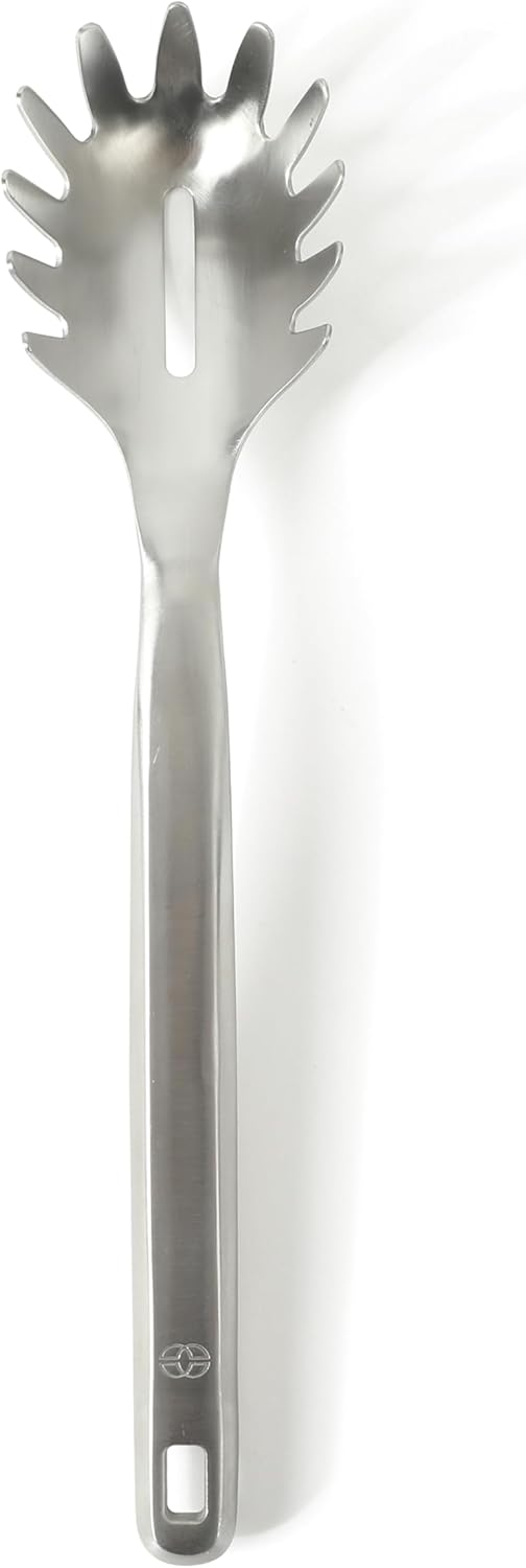 Prime Pasta Server, Stainless Steel Pasta Serving Spoon for Spaghetti, Noodles & Pasta, Heavy-Gauge Heat-Resistant Utensil with Weighted Handle