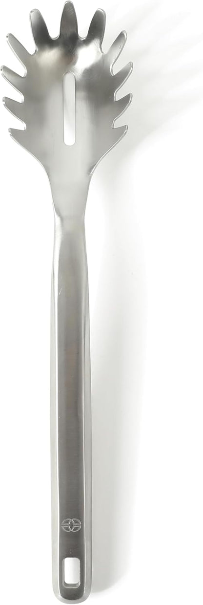 Prime Pasta Server, Stainless Steel Pasta Serving Spoon for Spaghetti, Noodles & Pasta, Heavy-Gauge Heat-Resistant Utensil with Weighted Handle