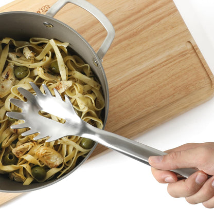 Prime Pasta Server, Stainless Steel Pasta Serving Spoon for Spaghetti, Noodles & Pasta, Heavy-Gauge Heat-Resistant Utensil with Weighted Handle