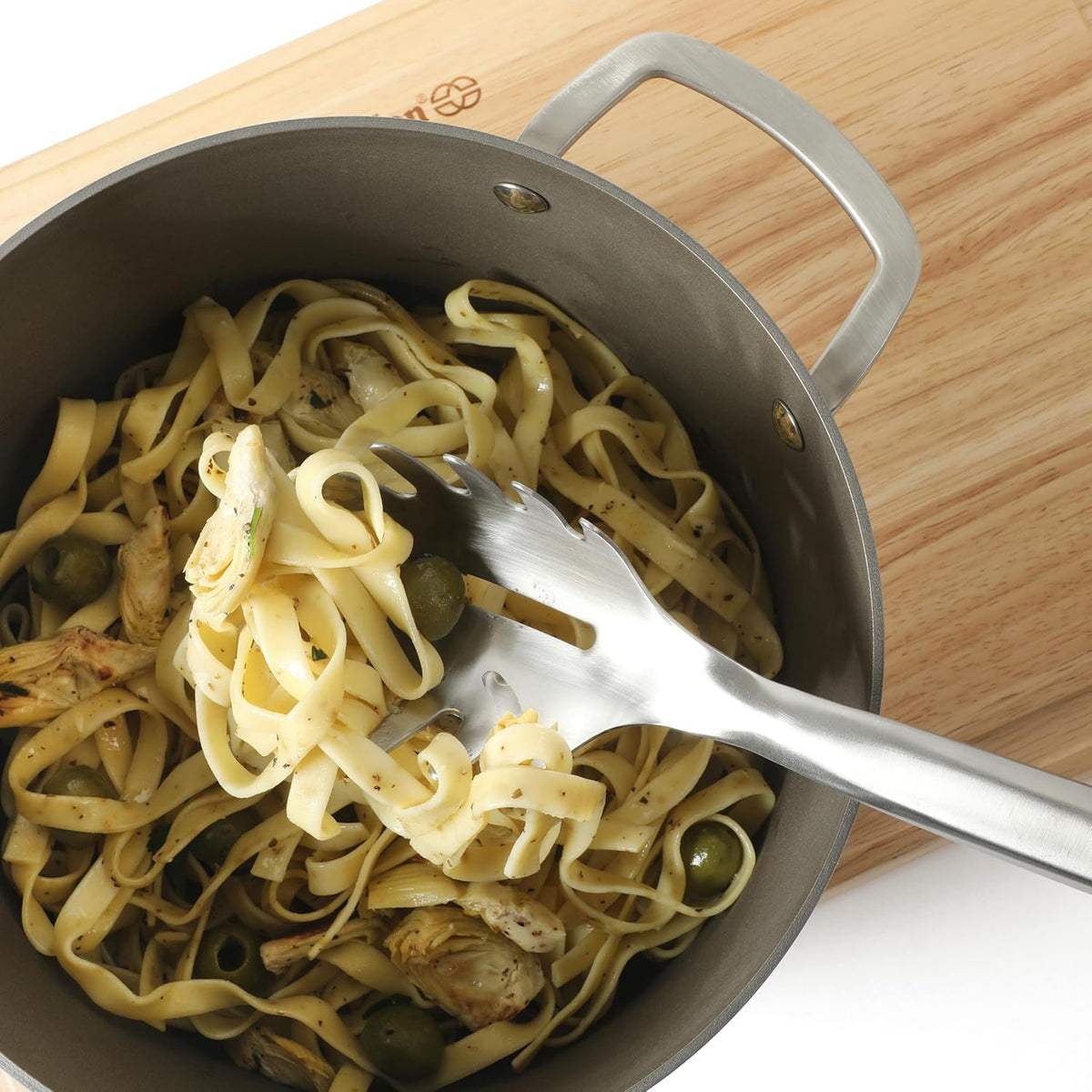 Prime Pasta Server, Stainless Steel Pasta Serving Spoon for Spaghetti, Noodles & Pasta, Heavy-Gauge Heat-Resistant Utensil with Weighted Handle