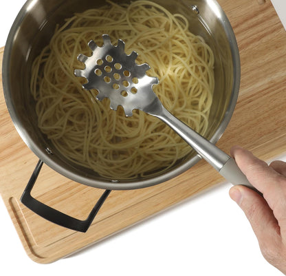 Prime Pasta Server, Stainless Steel Pasta Serving Spoon for Spaghetti, Noodles & Pasta, Heavy-Gauge Heat-Resistant Utensil with Weighted Handle