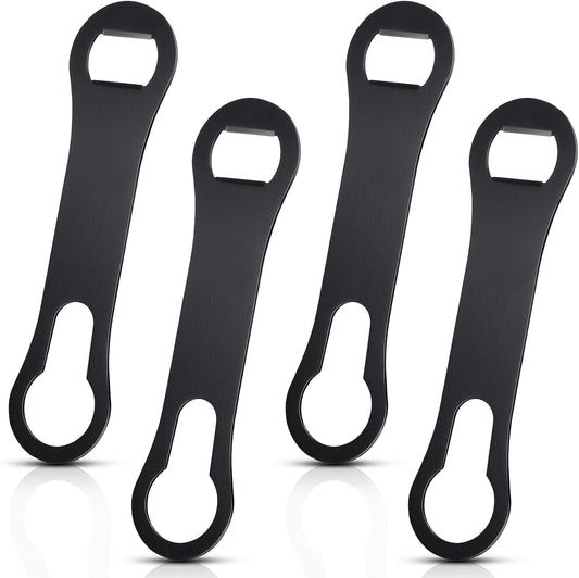 4 Pcs Bottle Opener and Pour Spout Remover Flat Bar Key Stainless Steel Bar Speed Opener for Wine Bottle Double Ended Beer Bartenders Kitchen (Black)
