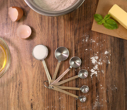 Dual-Sided Magnetic Measuring Spoons and Leveler, Heavyweight Stainless Steel, 8-Piece Set