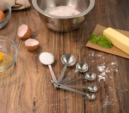 Dual-Sided Magnetic Measuring Spoons and Leveler, Heavyweight Stainless Steel, 8-Piece Set