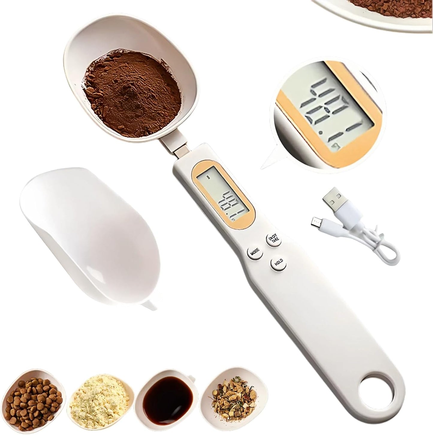 Digital Measuring Spoon Electronic Scale Spoon Weighing for Food Coffee Powder Tea Ingredients Spice Kitchen Gram Measuring Spoons High Precision 0.1g Mothers Day Gifts Baking