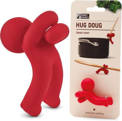 Hug Doug Spoon Saver | Spoon Holder and Lid Lifter Stopping The Spoon from Falling in | Silicone Spoon Rest | Stove Spoon Holder | Cool Kitchen Gadgets & Cute Kitchen Accessories | by Monkey Business