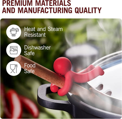 Hug Doug Spoon Saver | Spoon Holder and Lid Lifter Stopping The Spoon from Falling in | Silicone Spoon Rest | Stove Spoon Holder | Cool Kitchen Gadgets & Cute Kitchen Accessories | by Monkey Business
