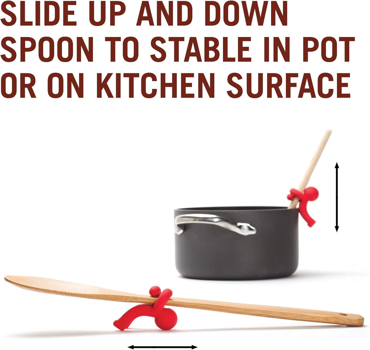 Hug Doug Spoon Saver | Spoon Holder and Lid Lifter Stopping The Spoon from Falling in | Silicone Spoon Rest | Stove Spoon Holder | Cool Kitchen Gadgets & Cute Kitchen Accessories | by Monkey Business