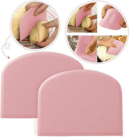 Dough Bowl Scraper Silicon Pastry Scrapers Home Kitchen Food Grade PE Backing Dough Blenders Hard Cutter for Cooking Bread Cake Mixing Pastry Dough Scrapers 4 Packs