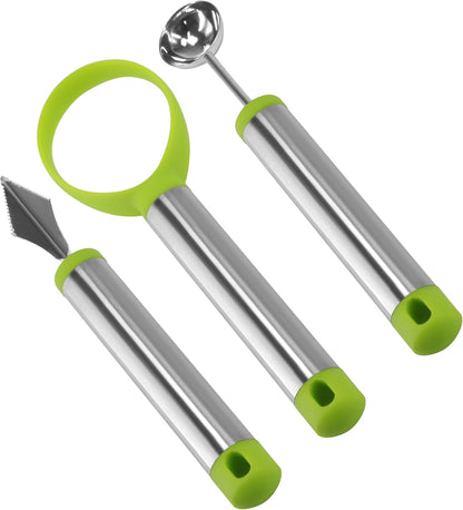 Cantaloupe cutter,watermelon baller,Set 3-in-1 Set for Home, Use for Hami melon、Fruit Cutting and Fruit Sacking Supplies Watermelon Digging Ball shaped triangular V-shaped watermelon tool