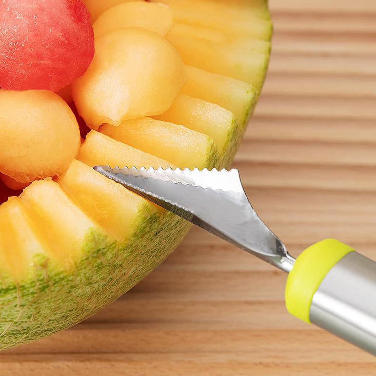 Cantaloupe cutter,watermelon baller,Set 3-in-1 Set for Home, Use for Hami melon、Fruit Cutting and Fruit Sacking Supplies Watermelon Digging Ball shaped triangular V-shaped watermelon tool