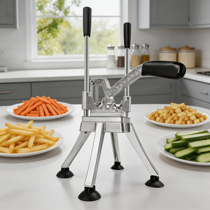 Vegetable Chopper, Potato Slicer w/ 4 Replacement Blades | fruit chopper, french fry cutter, Potato Dicer & Fruit Slicer for Restaurants & Home Kitchen