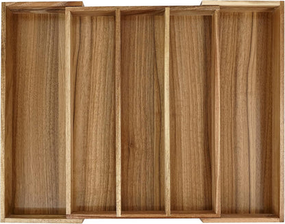 Luxury Acacia Kitchen Drawer Organizer - Silverware Organizer - Utensil Holder and Cutlery Tray with Grooved Drawer Dividers for Flatware and Kitchen Utensils (8 Slot), 17*12.4*2 inch