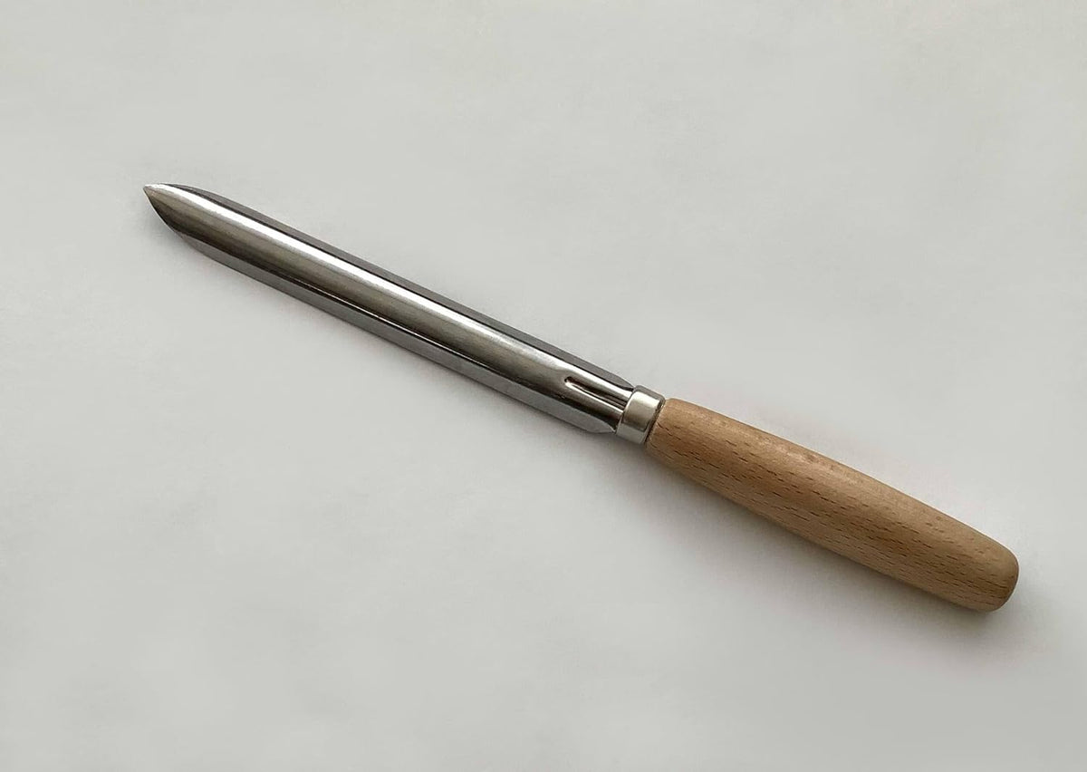 5.7" Zucchini/Cucumber Corer Inox Stainless Steel 14.5cm Eggplant Corer, Wooden Handle, Brown