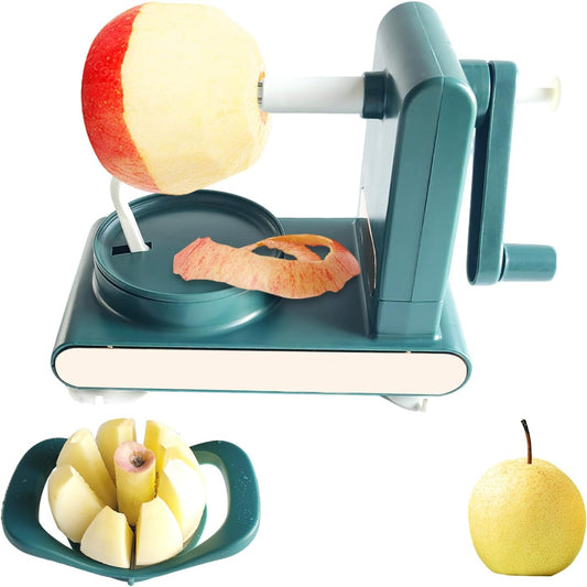 Apple Peeler, Slicer, and Corer Set – 8 Wedges Apple Slicer Corer，Stainless Steel Blades，Effortless Peeling for All Apples & pears (green)