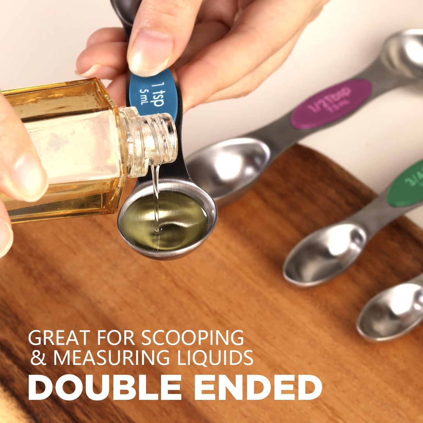Measuring Cups and Spoons Set, 304 Stainless Steel Measuring Cups Set of 7,8 Magnetic Stainless Steel Measuring Spoons & 1 Leveler for for Measure Dry and Liquid Ingredients