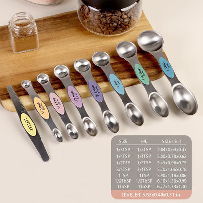 Measuring Cups and Spoons Set, 304 Stainless Steel Measuring Cups Set of 7,8 Magnetic Stainless Steel Measuring Spoons & 1 Leveler for for Measure Dry and Liquid Ingredients