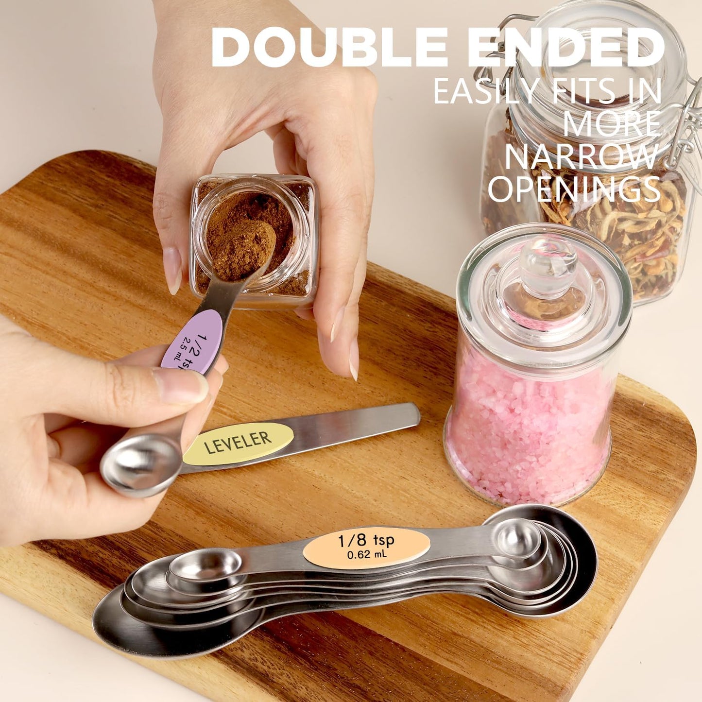 Measuring Cups and Spoons Set, 304 Stainless Steel Measuring Cups Set of 7,8 Magnetic Stainless Steel Measuring Spoons & 1 Leveler for for Measure Dry and Liquid Ingredients