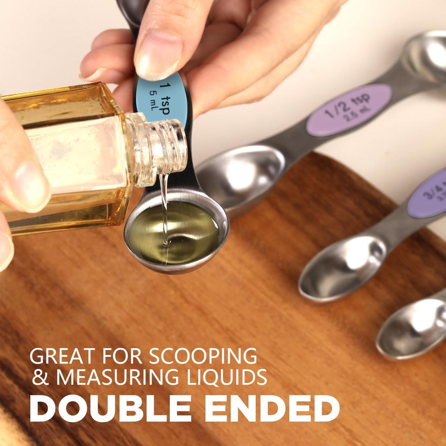 Measuring Cups and Spoons Set, 304 Stainless Steel Measuring Cups Set of 7,8 Magnetic Stainless Steel Measuring Spoons & 1 Leveler for for Measure Dry and Liquid Ingredients