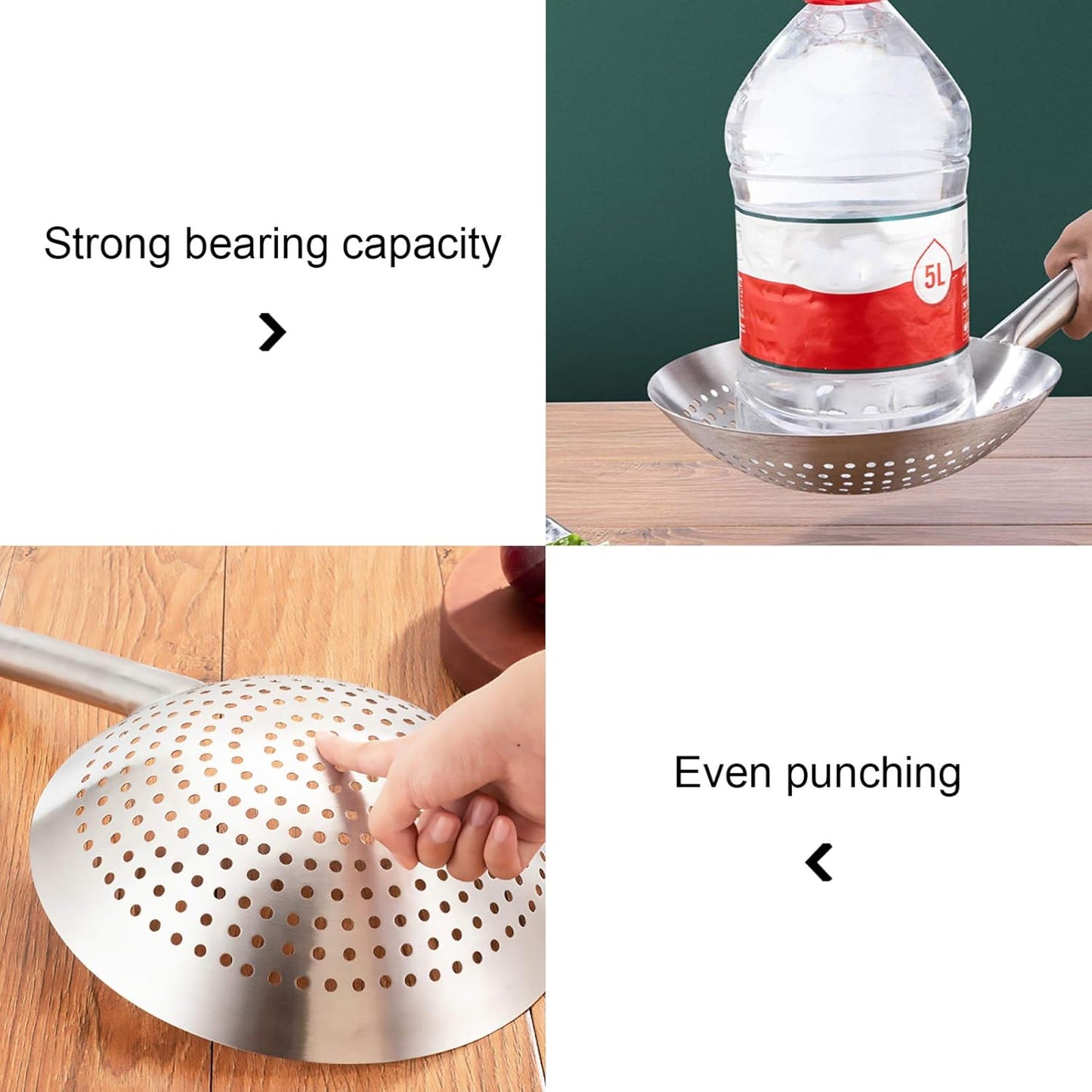 Thickened Stainless Steel Skimmer Spoon Large Strainer with Fine Mesh Filter Ladle for Frying Pasta Vegetables Poached Eggs Cooking Kitchen Gadget
