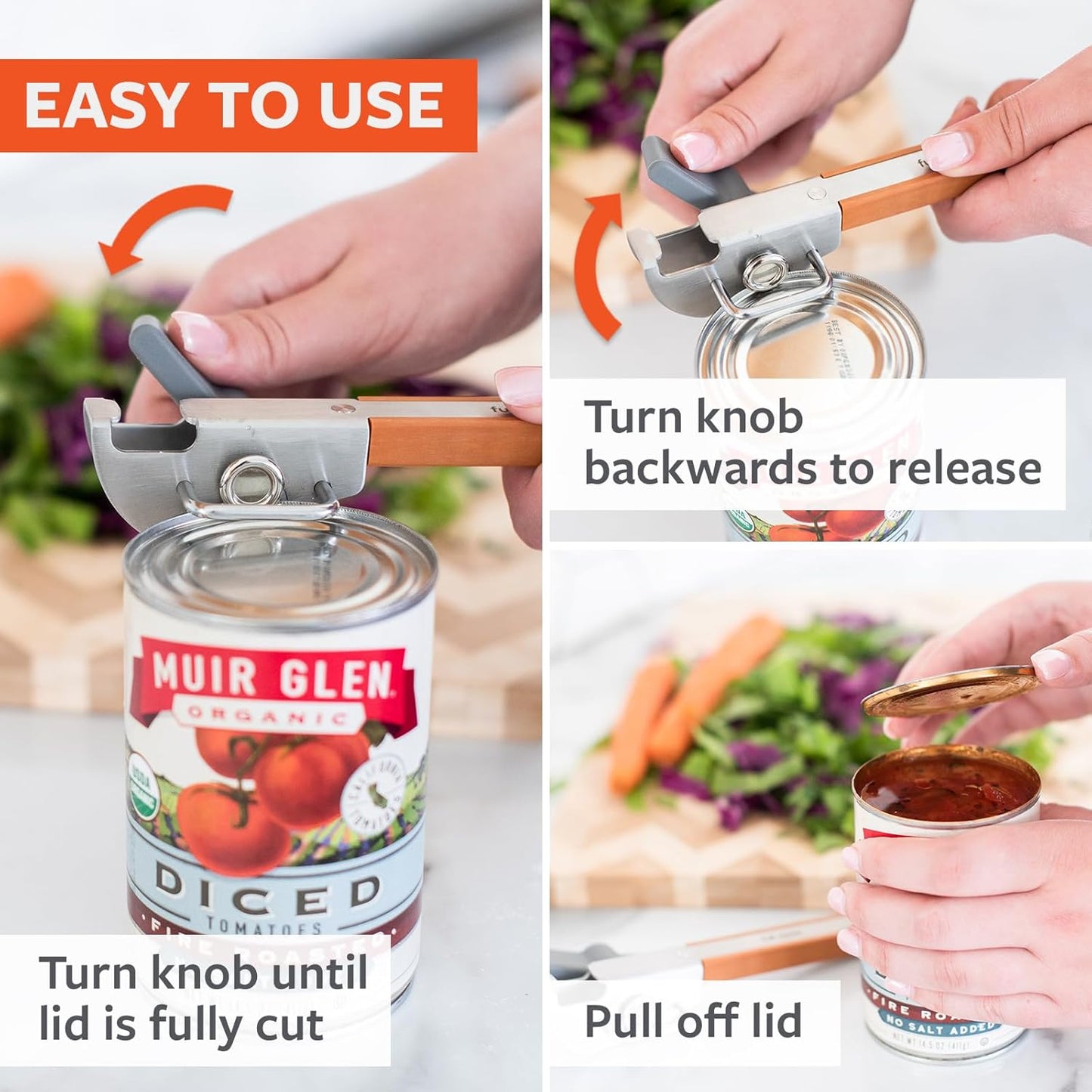 Smooth-Edge Stainless Steel Can Opener, Safe & Easy No More Sharp Rims, Compact Portable Design with Integrated Bottle Opener