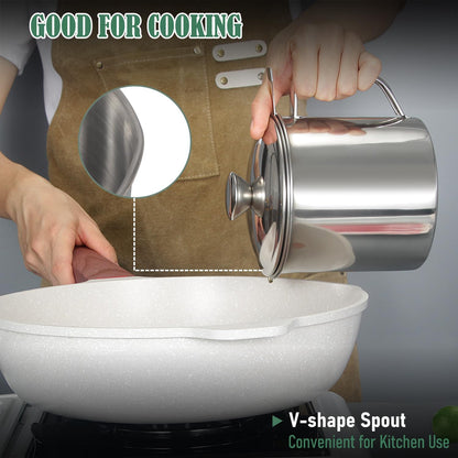Bacon Grease Container with Strainer 42 oz for Kitchen Saver with Tray