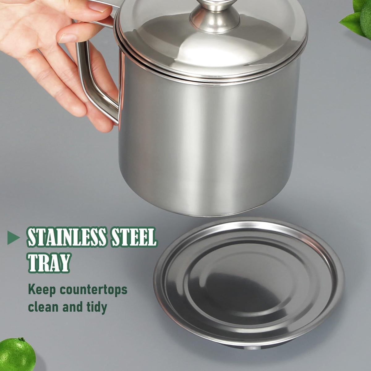 Bacon Grease Container with Strainer 42 oz for Kitchen Saver with Tray