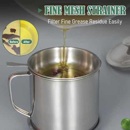 Bacon Grease Container with Strainer 42 oz for Kitchen Saver with Tray