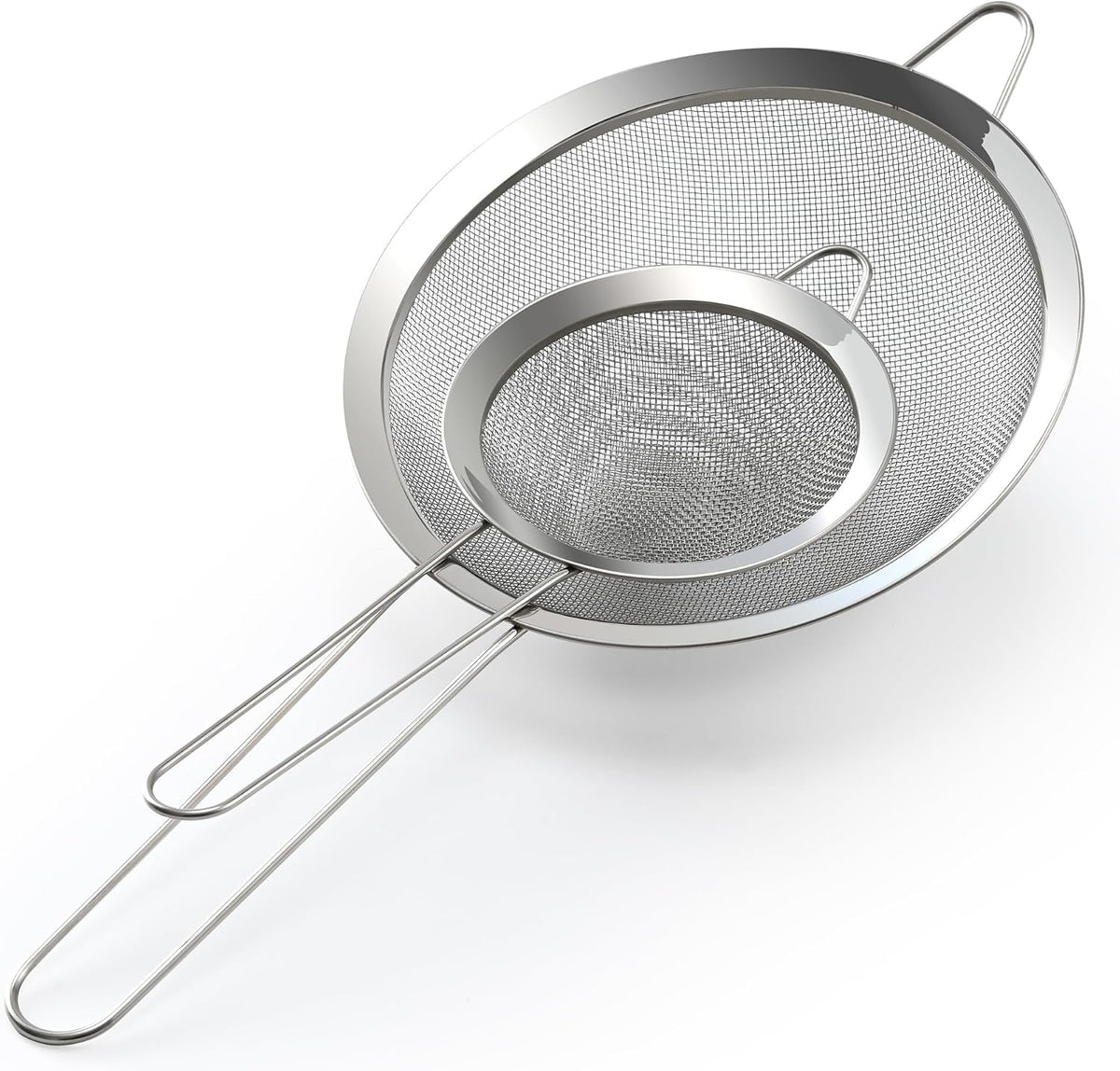 Fine Mesh Sieve Strainer Set, Stainless Steel, 6.3 and 3.94 Inch, with Grip Handles for Kitchen, Food Sifting, Noodles, Rice