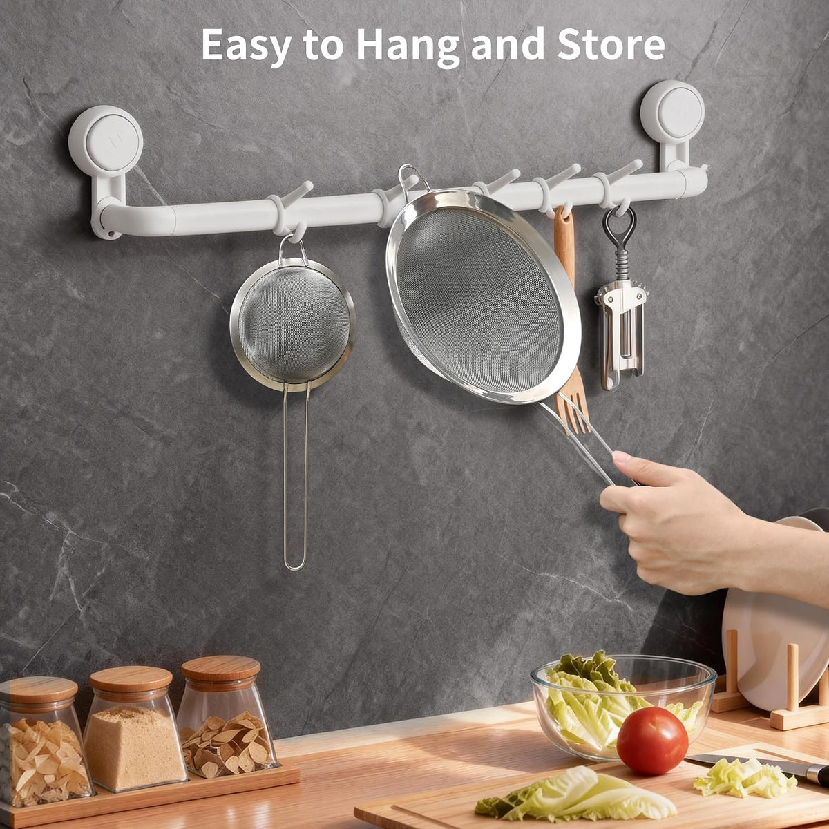 Fine Mesh Sieve Strainer Set, Stainless Steel, 6.3 and 3.94 Inch, with Grip Handles for Kitchen, Food Sifting, Noodles, Rice