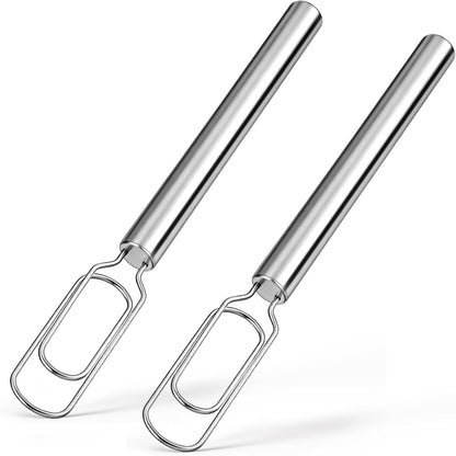 2 Pcs Danish Dough Whisks with Dough Hook for Sourdough Starter 12'' Stainless Steel Dutch Whisk - Reaching Bottom of Jar - Bread Whisk for Cooking, Whisking, Dishwasher
